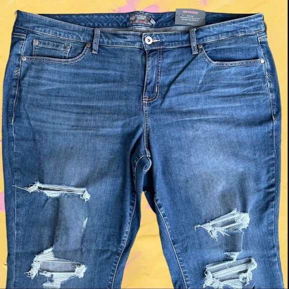 Torrid Medium Wash Eco Vintage Stretch Crop Boyfriend Jeans Size 22 NWT - Picture 13 of 14